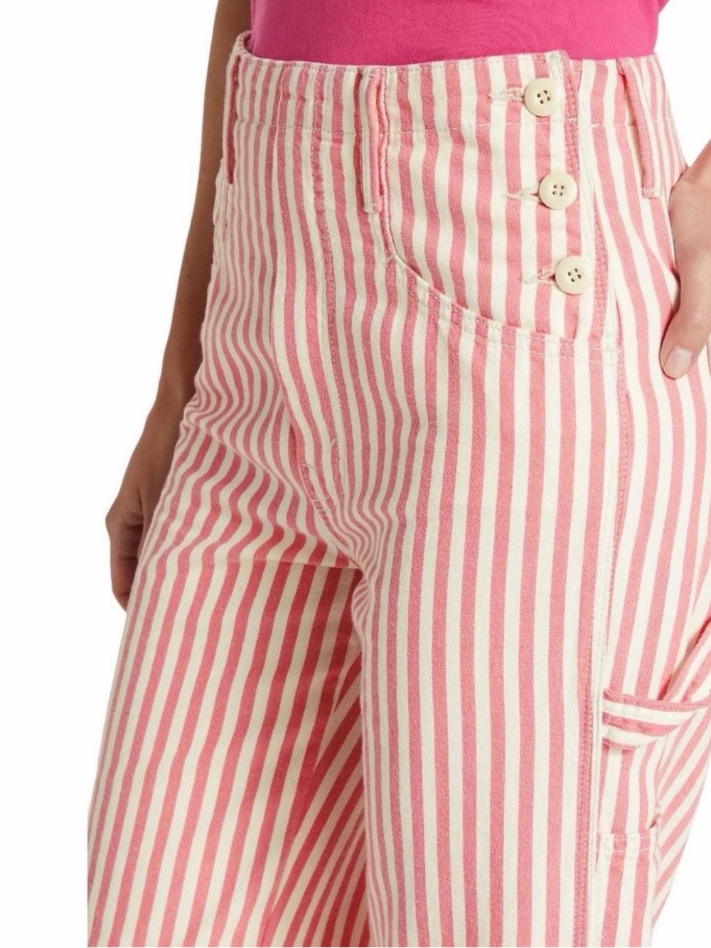 MOTHER The Seafarer Hover Striped Utility Carpenter Candy Striper Pants Size 27